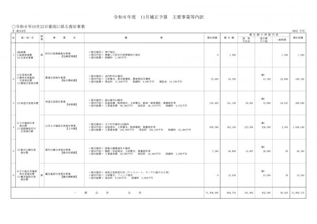 11月補正予算の主な内容