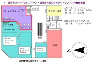 延岡駅西口街区ビル２F平面図（コワーキングスペース）