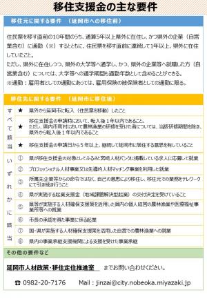 移住支援金　主な要件