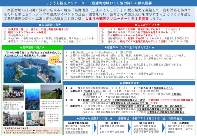 島浦町地域おこし協力隊募集概要