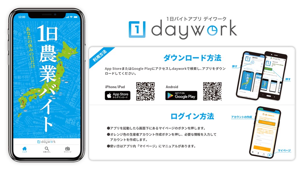 1日農業バイトアプリ「デイワーク」のご紹介